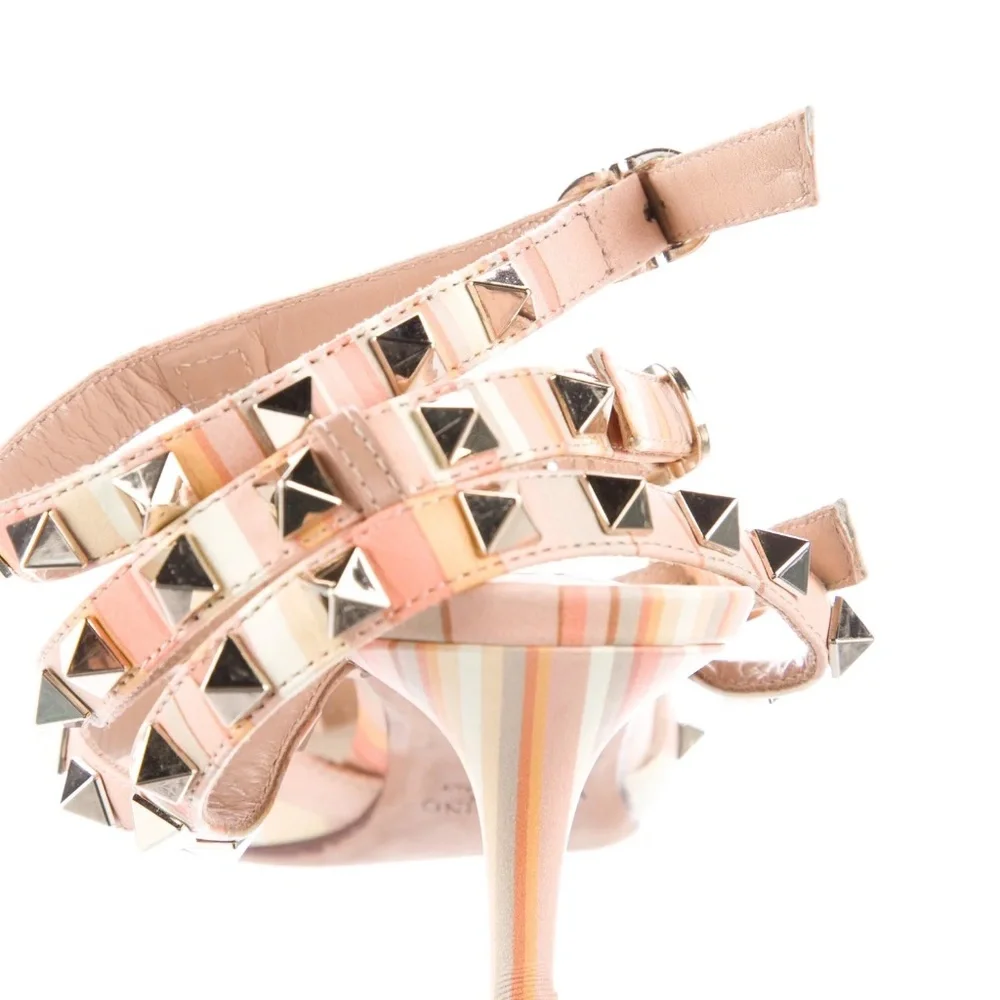 Valentino Heels Rockstud Accents Leather T-Strap Pumps Women's Size: 7.5 - Picture 7 of 7